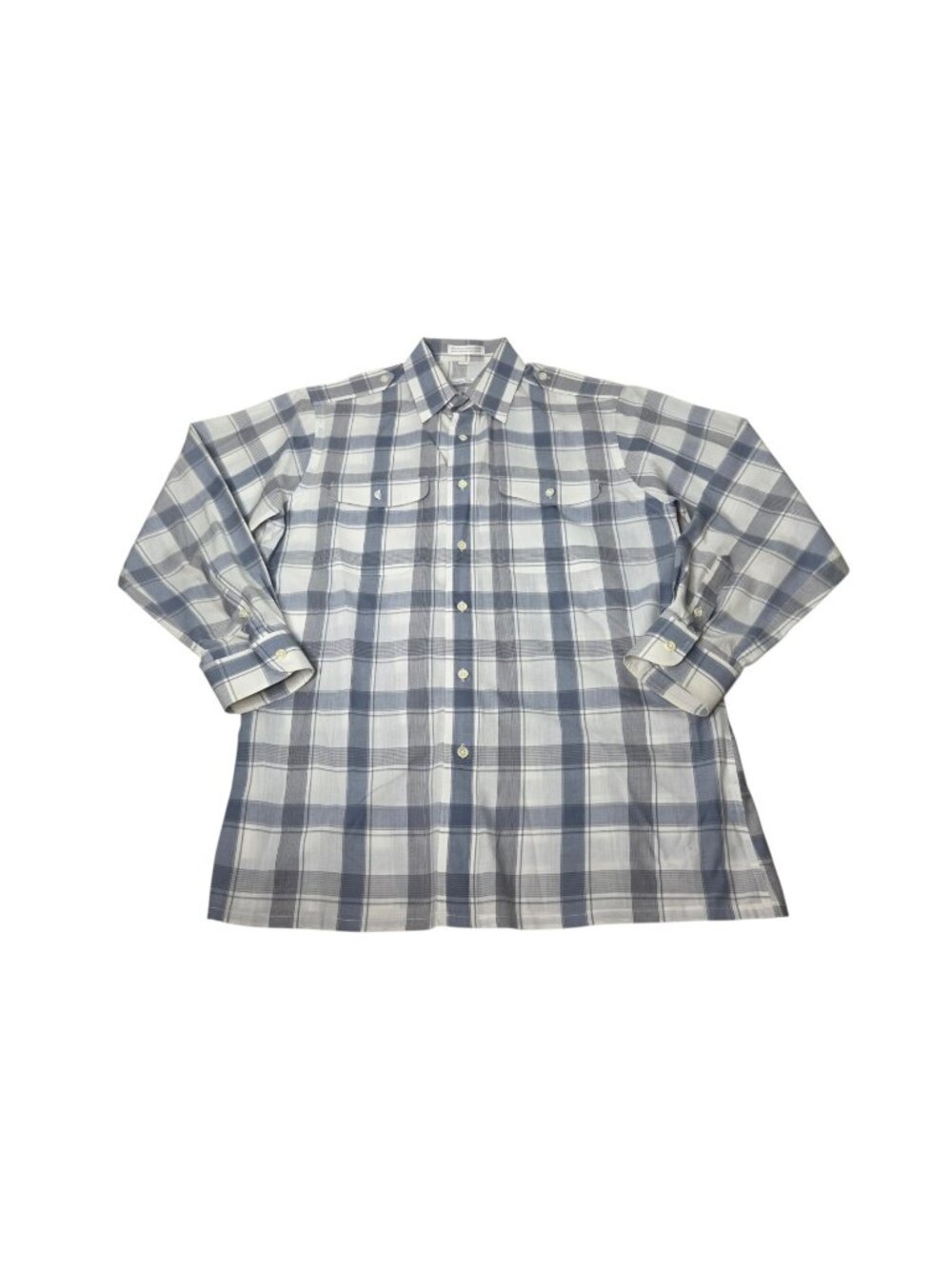 Vintage Christian Dior Long Sleeve Button Up Shirt Men's Medium Plaid Blue White